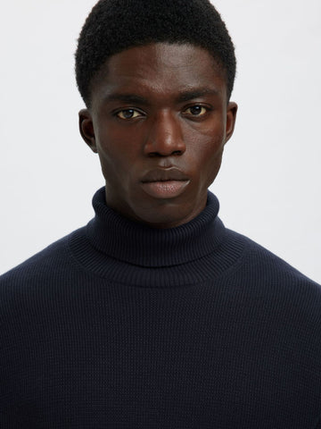 Selected Maglia dolcevita da uomo Dane blu