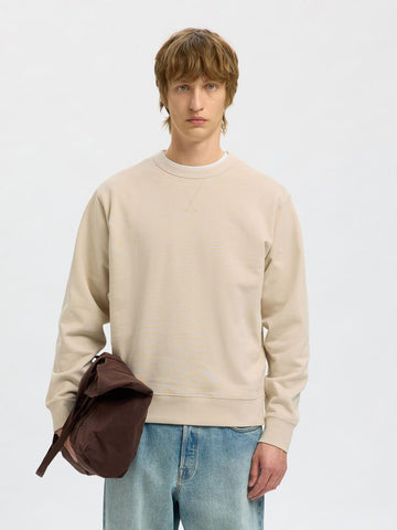 Selected Relax Beige Men's Crewneck Sweatshirt