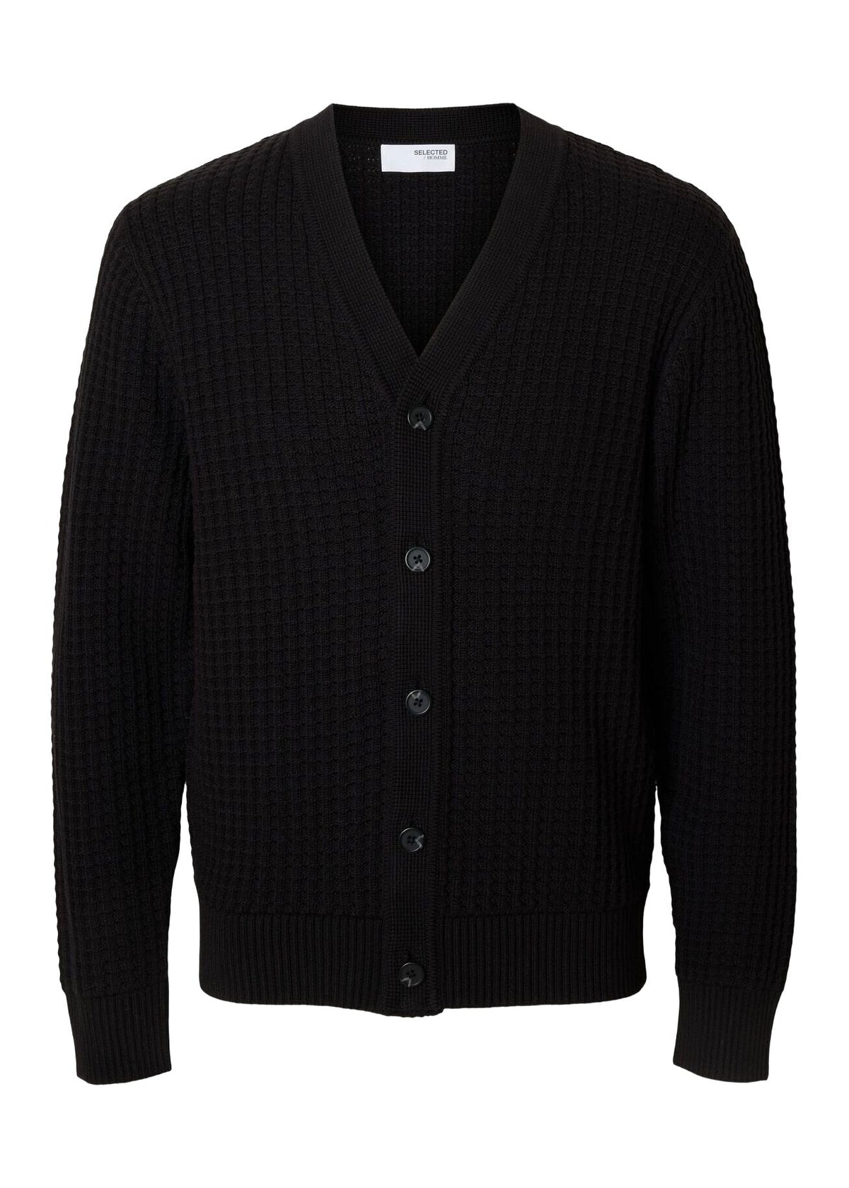 Selected Tom Men's Cotton Cardigan in Black