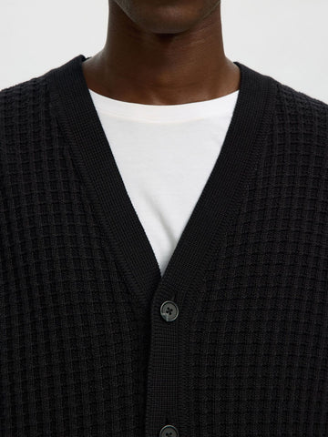 Selected Tom Men's Cotton Cardigan in Black