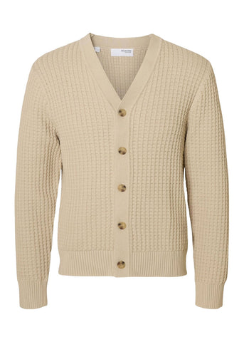 Selected Tom Men's Cotton Cardigan in Beige