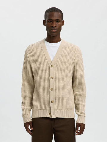 Selected Tom Men's Cotton Cardigan in Beige