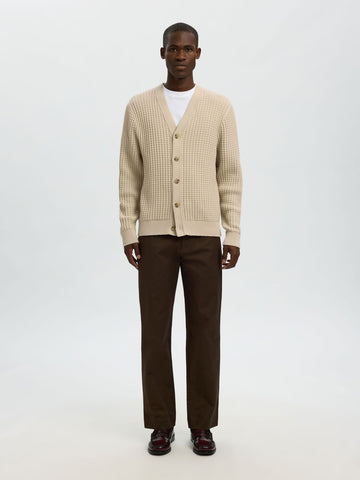 Selected Tom Men's Cotton Cardigan in Beige