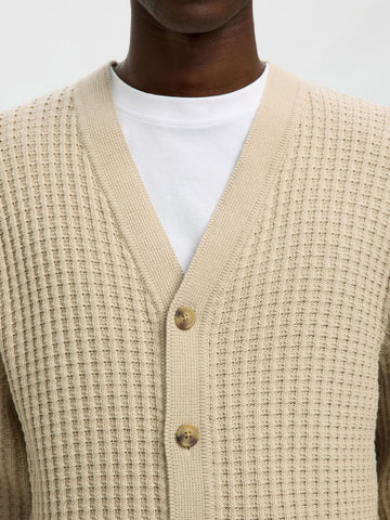 Selected Tom Men's Cotton Cardigan in Beige