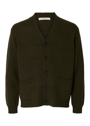 Selected Cardigan con bottoni da uomo Coba verde