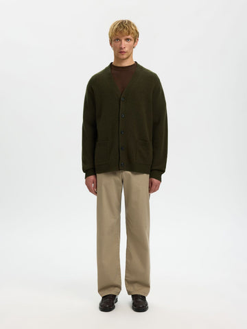 Selected Cardigan con bottoni da uomo Coba verde