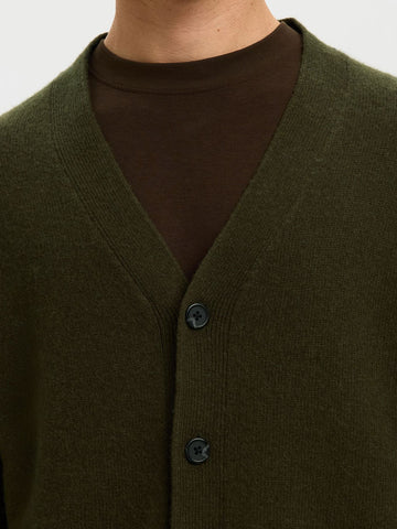 Selected Cardigan con bottoni da uomo Coba verde