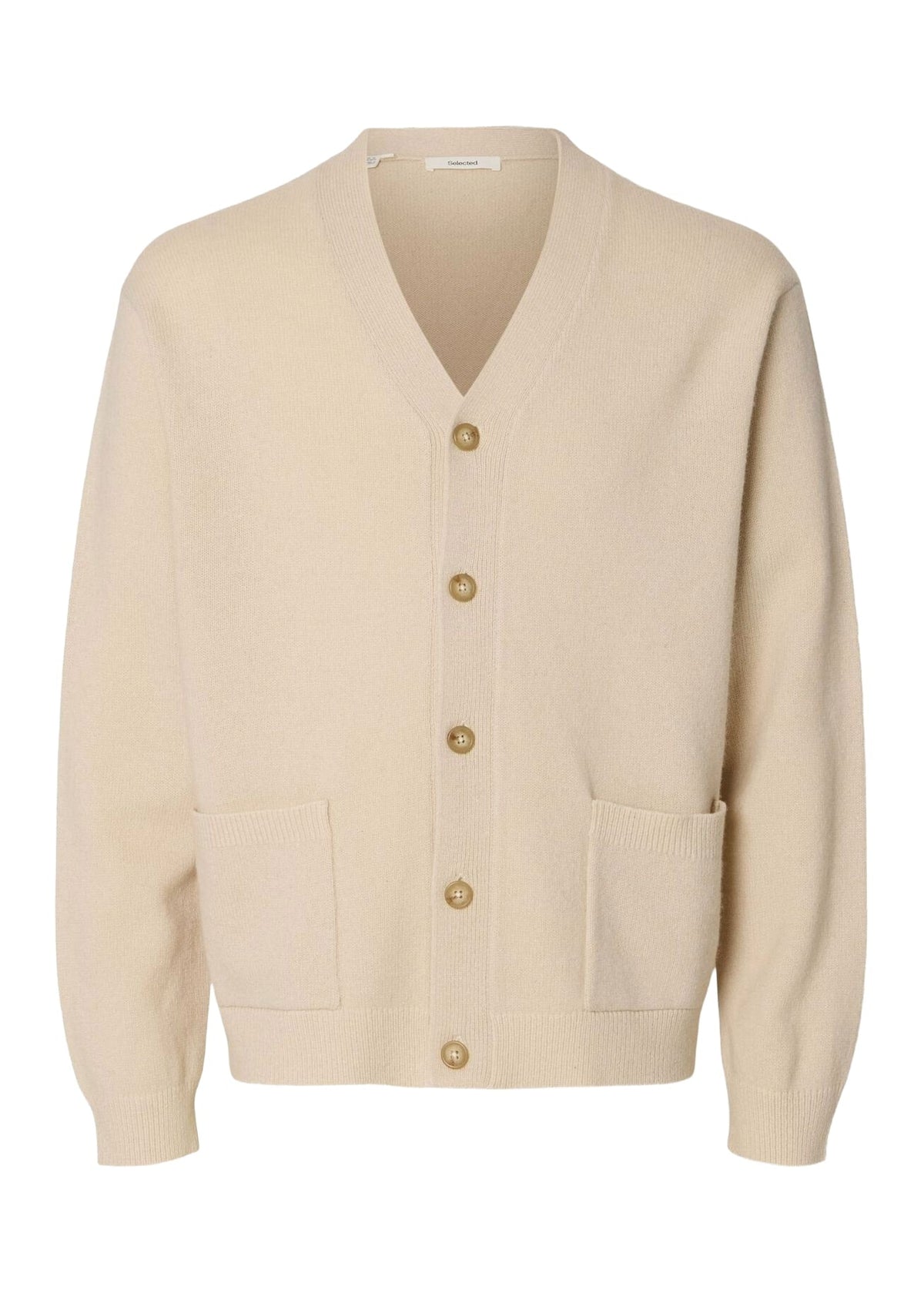 Selected Cardigan con bottoni da uomo Coba panna