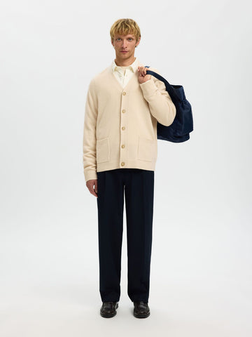 Selected Cardigan con bottoni da uomo Coba panna