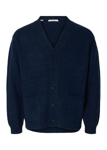 Selected Cardigan in lana da uomo Coba blu