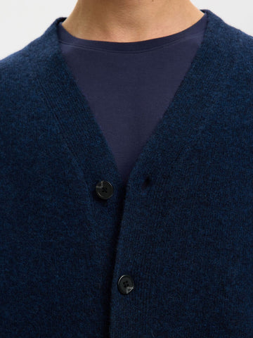 Selected Cardigan in lana da uomo Coba blu