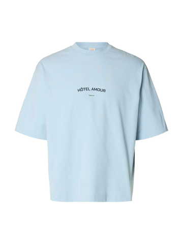 Selected T-Shirt da uomo manica corta Liam celeste