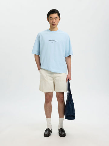 Selected T-Shirt da uomo manica corta Liam celeste