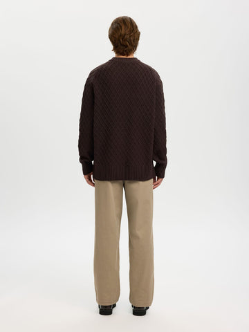 Selected Maglia in lana girocollo da uomo Patric marrone