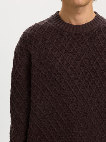 Selected Maglia in lana girocollo da uomo Patric marrone