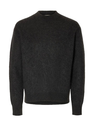Selected Meis Men's Mohair Wool Sweater in Grey