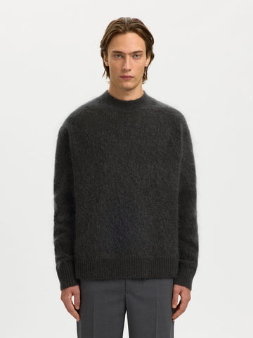 Selected Meis Men's Mohair Wool Sweater in Grey