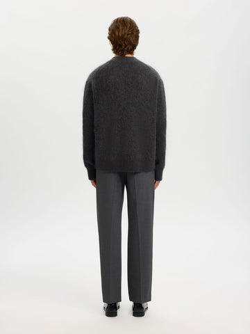 Selected Meis Men's Mohair Wool Sweater in Grey