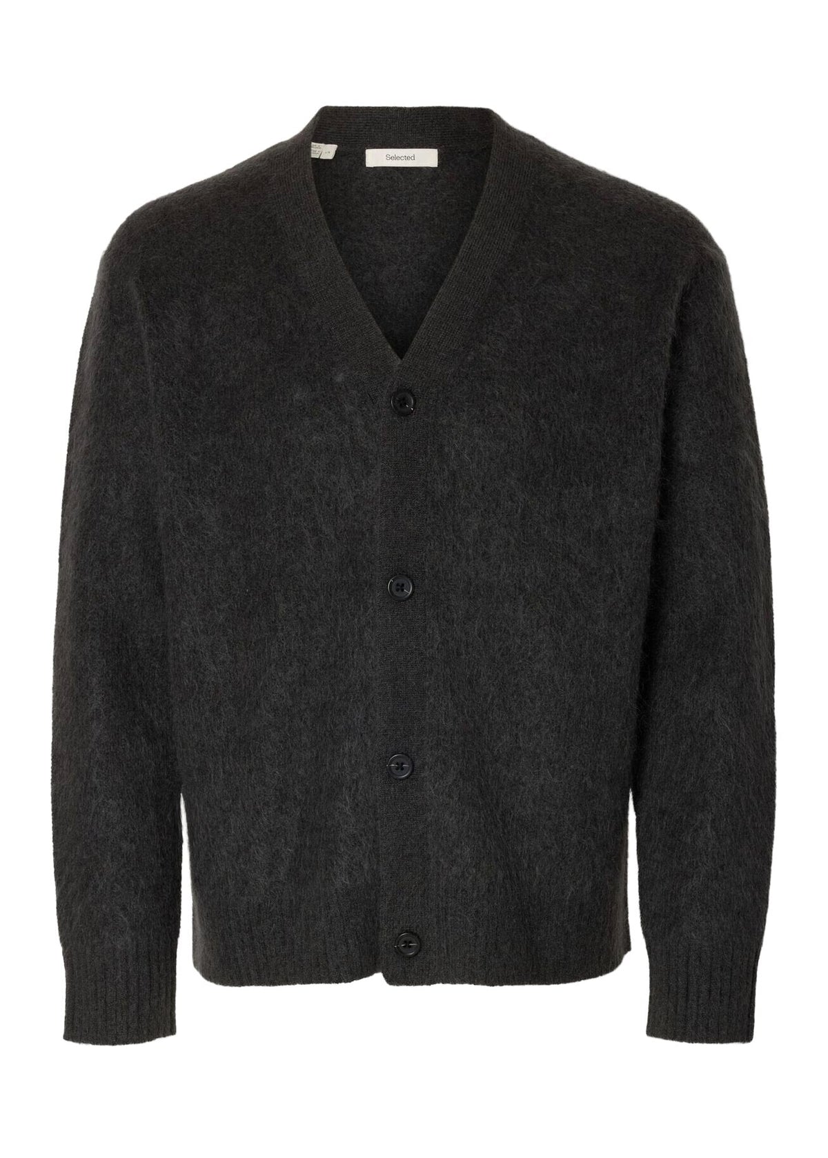 Selected Cardigan da uomo in misto lana mohair Meis grigio