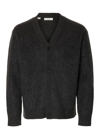 Selected Cardigan da uomo in misto lana mohair Meis grigio