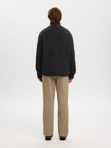 Selected Cardigan da uomo in misto lana mohair Meis grigio