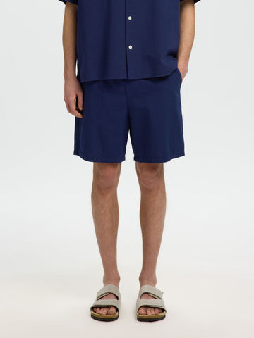 Selected Men's Stuart Blue Seersucker Shorts