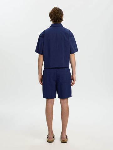 Selected Men's Stuart Blue Seersucker Shorts