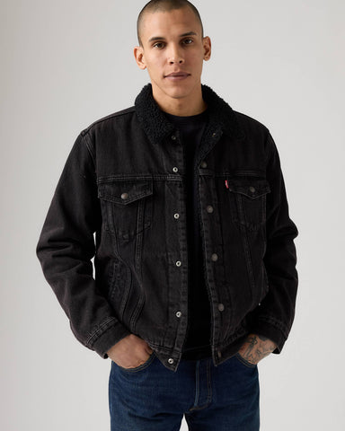 Levi's Giacca da uomo in jeans con pelliccia interna Sherpa Trucker Type