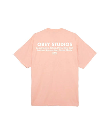 Obey Men's T-Shirt Studios Eye Pink