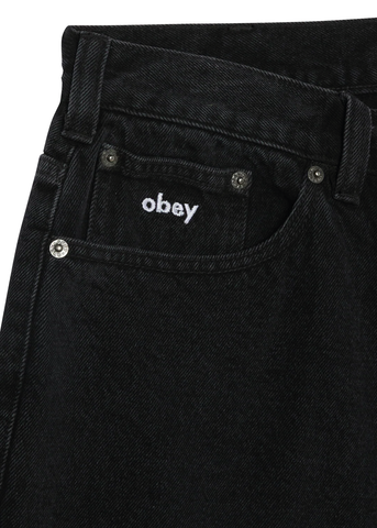 Obey Pantaloncino in jeans da uomo Bigwig Baggy nero