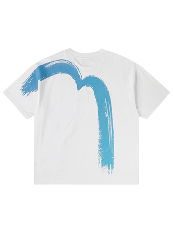 Evisu T-Shirt da uomo manica corta Hand Brush Daicocock bianca