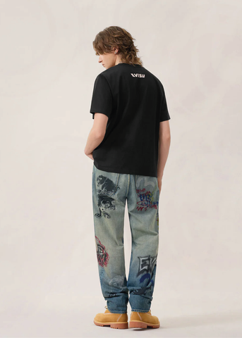Evisu T-Shirt da uomo manica corta Hand Brush nera