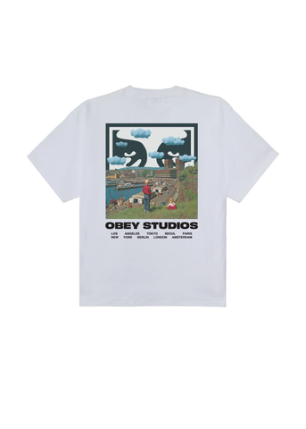Obey T-Shirt da uomo manica corta Sky Face bianca