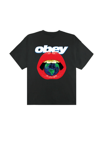 Obey T-Shirt da uomo manica corta Lips nera