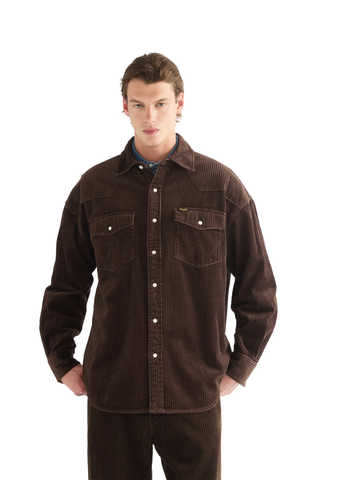 Oversized Western-Hemd in Coffee 112387001