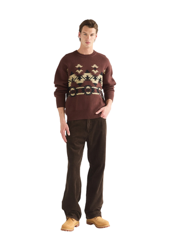 Wrangler Maglione da uomo in misto lana Relaxed Pullover marrone