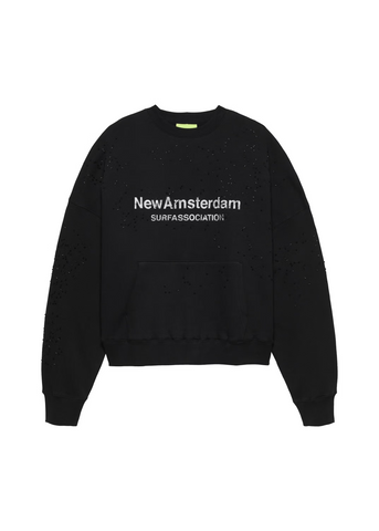 New Amsterdam Felpa girocollo unisex Worked Logo Strass nera