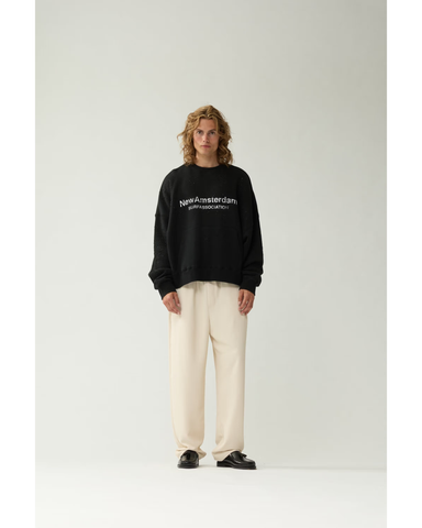New Amsterdam Felpa girocollo unisex Worked Logo Strass nera