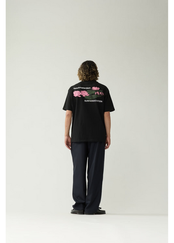 New Amsterdam T-Shirt da uomo manica corta Lilies nera