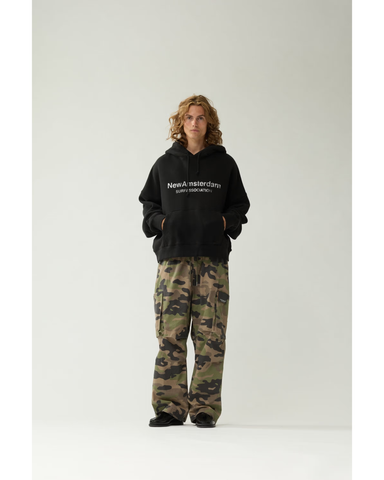 New Amsterdam Felpa con cappuccio unisex Worked Logo nera