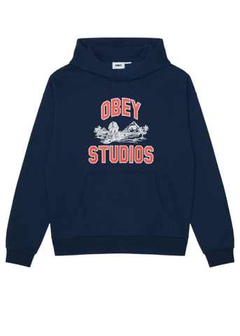 Obey Felpa da uomo con cappuccio Cairo blu