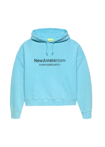New Amsterdam Felpa con cappuccio da uomo Worked celeste