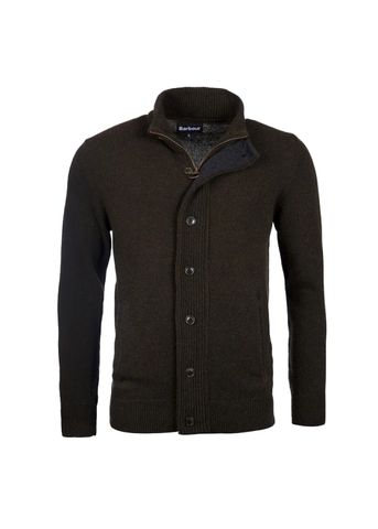 Barbour Maglione da uomo con zip  in Lana d’Agnello Essential Patch  verde