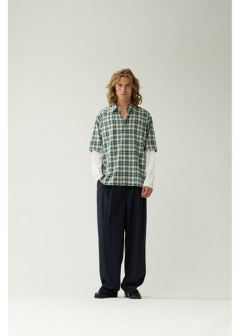 New Amsterdam Camicia a quadri unisex Double Layer verde