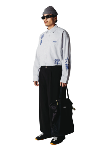 Woodbird Camicia a righe da uomo Xing Ox Writing bianca/blu