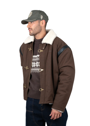 Prohibited Giacca con pelliccia interna Varsity Duffle marrone