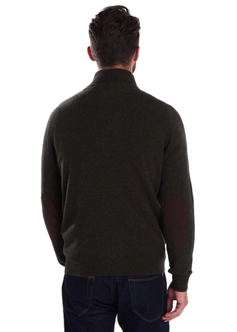 Barbour Maglione da uomo con zip  in Lana d’Agnello Essential Patch  verde