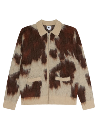 Obey Cardigan con zip da uomo in misto lana Cow Pattern