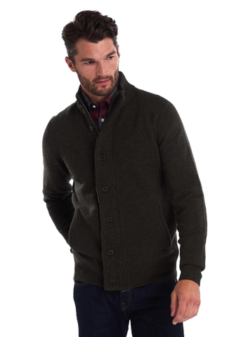 Barbour Maglione da uomo con zip  in Lana d’Agnello Essential Patch  verde