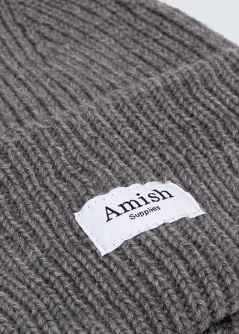 Amish Berretto Beanie Unisex in misto lana Logo grigio